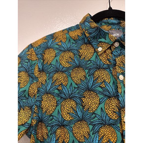 BONOBOS Pineapple Fields Riviera Print Slim Fit Shirt Size Medium Short Sleeve - Picture 3 of 7
